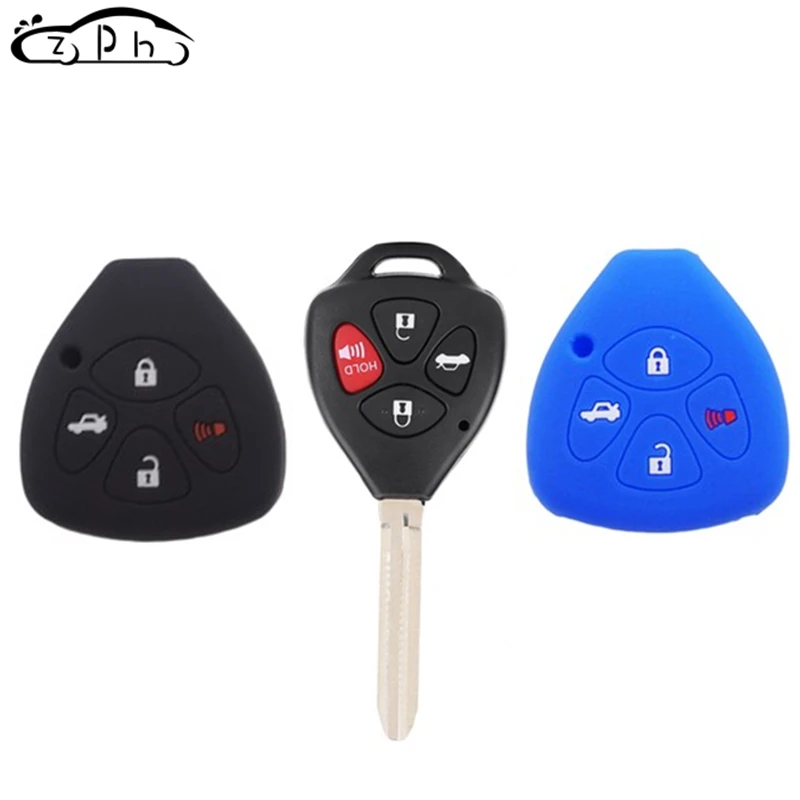 Silicone Car Key Cover Fob Shell Case 4 Button for TOYOTA Corolla Hilux Vitz Rav4 Aqua Camry Highlander Land Cruiser Pardo Prius