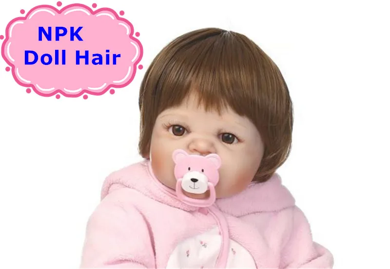 

NPK 55-57cm Full Silicone Reborn Boy Sticked Hair Wig 22 inch Silicone Realistic Reborn Baby Dolls Hair Wig DIY Doll Accessory