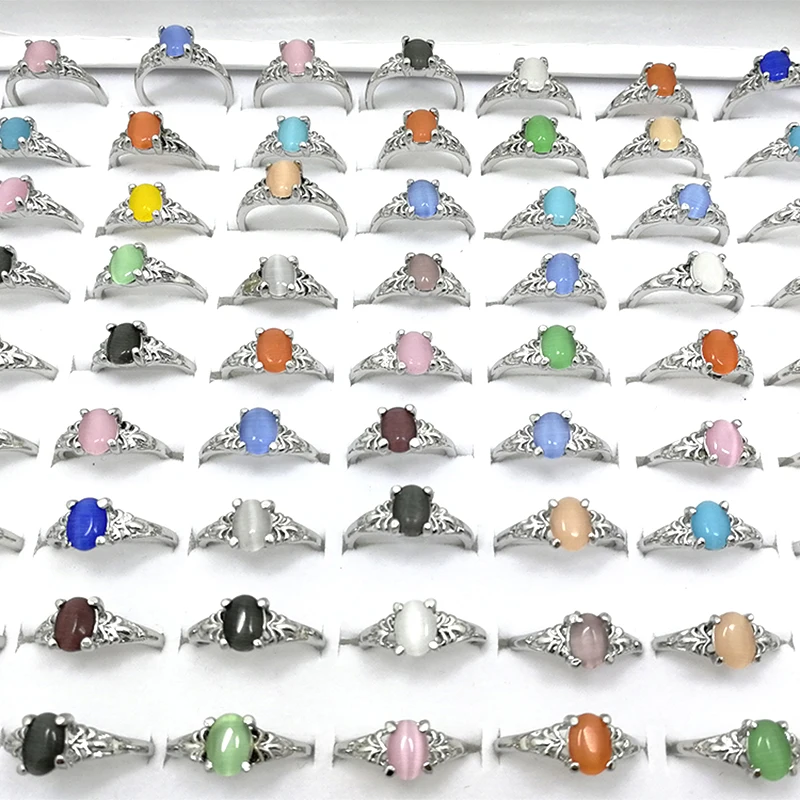 10pcs Wholesale Lots Bulk Fashion Mixed Colorful Cat Eye Opal Stone Rings Jewelry Women Girl | Украшения и аксессуары