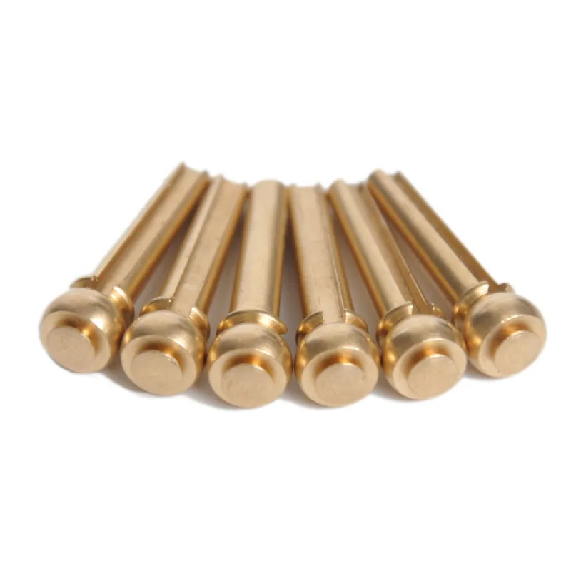 6pcs Brass Acoustic Guitar Bridge Pin With Electric Gold Plating 5.1mm