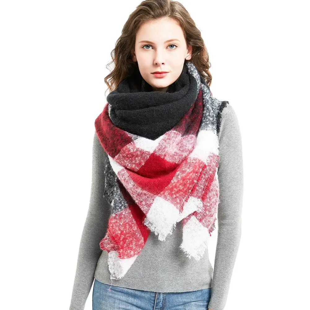 New Women&#39;s Autumn And Winter Plaid Scarf Fashion Hot Sale Plus Size Keep Warm Tartan Shawl ...