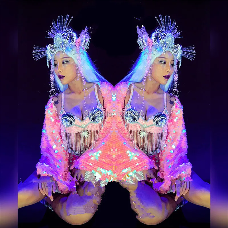 Nightclub-Sexy-Lady-Dance-Bikini-Suit-With-Headdress-Halloween-Christmas-Ballroom-Costumes-Party-Performance-DS-Mermaid_