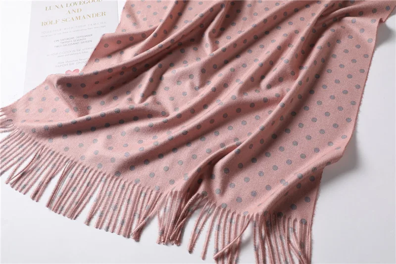 Dot Print Cashmere Scarf Women Thick Warm Shawls and Wraps Winter Scarves Long Pashmina Fashion Tassels Neck Scarfs Hijab Femme