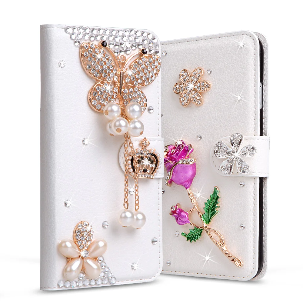 

5025 Luxury Rhinestone cases For Alcatel One Touch Pop 3 5.5" 5025D OT5025 Wallet CASE PU Leather Cover Filp Stand Phone Bag