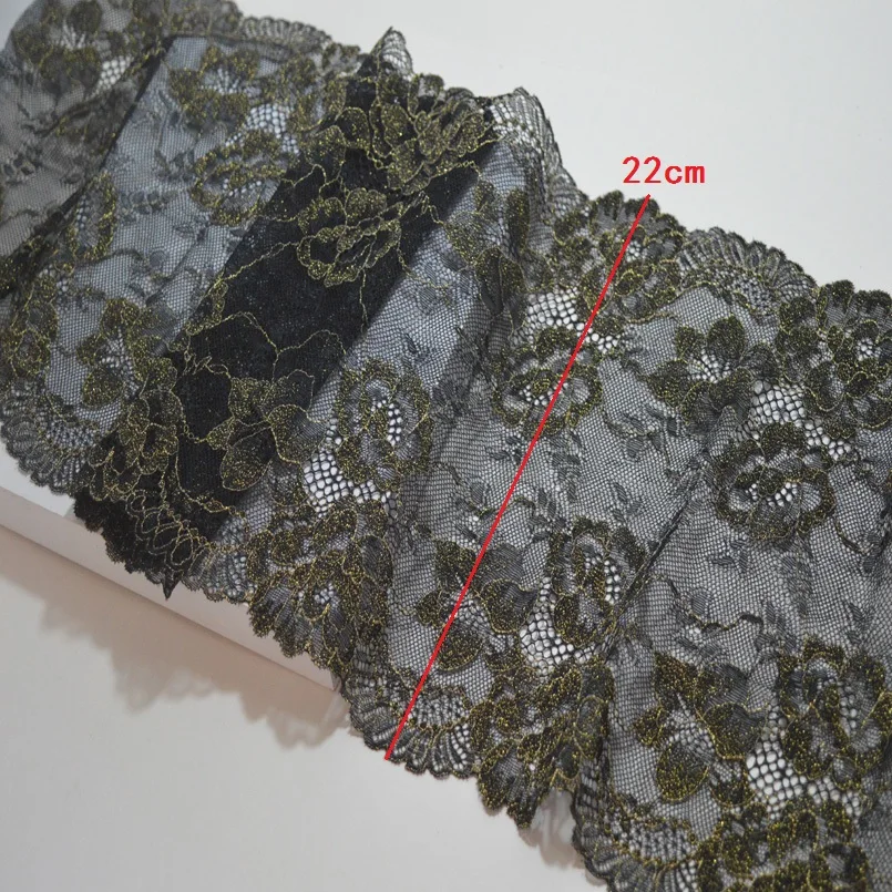 2 ярда/партия) черная марля золотая нить вышивка бязь украшение для волос эластичный стрейч кружево отделка свадебное платье юбка кружевная отделка