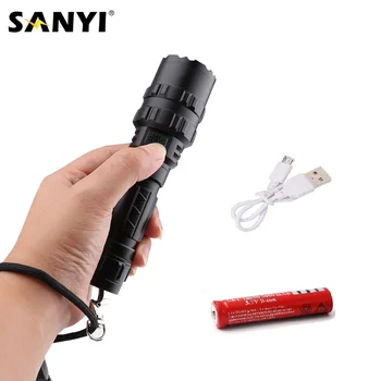 

Sanyi XML L2 5 Mode LED Flashlight USB Charging Tactical Torch USB Rechargeable Flash Lights Hand Rope Lantern for 18650 Battery