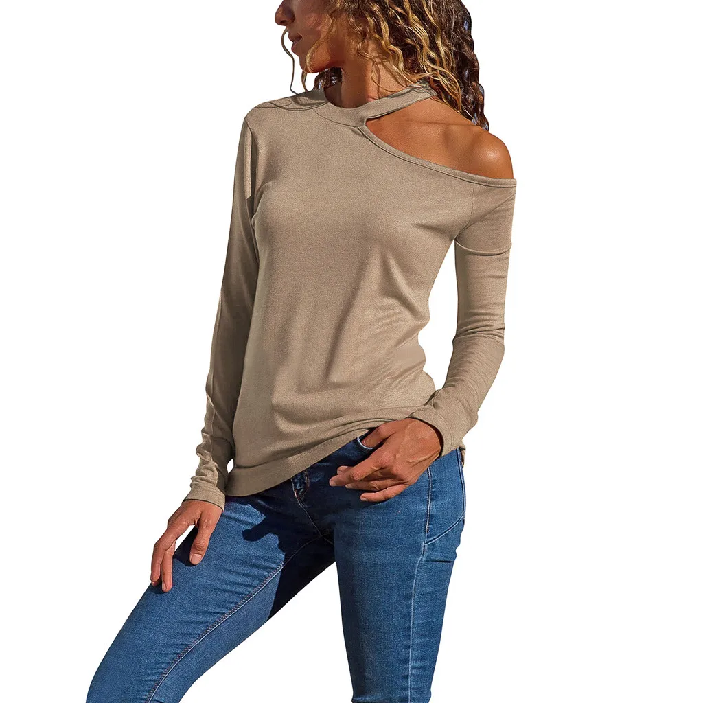 

Women Fashion Cotton Solid Long Sleeve Cold Shoulder Blouse Tops 2019 Elegant Ladies Streetwear Blusas Femininas Plus Size z0718