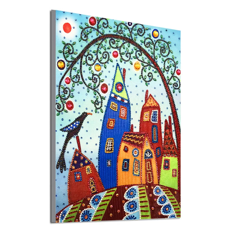 RUBOS DIY Diamond Embroidery House Abstract Art Religion Diamond Painting Mosaic Scenery 5D Big Bead Pearl 3D Crystal Glass Sale (34)