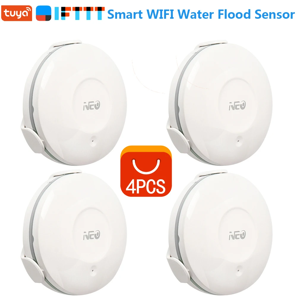 4 шт./лот NEO COOLCAM Smart wifi Датчик потока воды, Wi-Fi и детектор утечки, датчик сигнализации и уведомления приложения