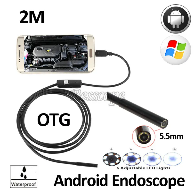 2M Android OTG Endoscope Camera Android Phone Flexible Snake USB