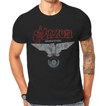 

Saxon T Shirt Cool Black Graphic Print Old Vintage Rock Band Tee Shirts 1-A-191 Mens T-Shirts Summer O Neck Cotton