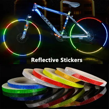 

2P 1cm*8m Reflective Stickers Decal Tape For Motorcycle Bicycle Reflector Bike Cycling Security Wheel Rim Fluorescent Waterproof