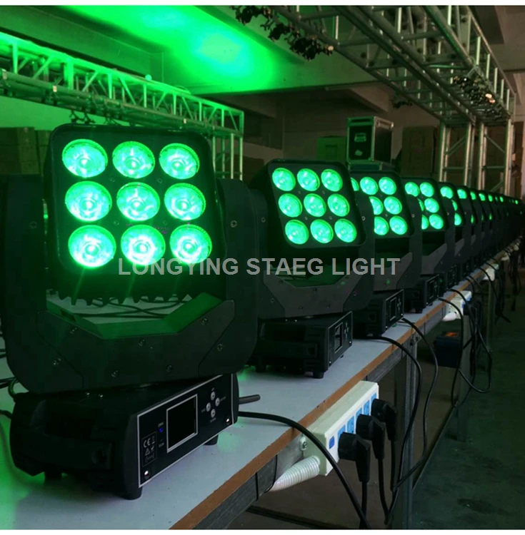 Бесплатная доставка 8 шт./лот 9x10 Вт RGBW 4IN1 CREE светодиодный 3x3 светодиодная матрица Moving головной свет для сцены диско DJ театральной