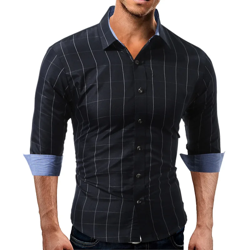 Мужской верх полосатые рубашки мужская одежда тонкий длинный рукав мужские повседневные рубашки уличные мужские офисные ношение Умные