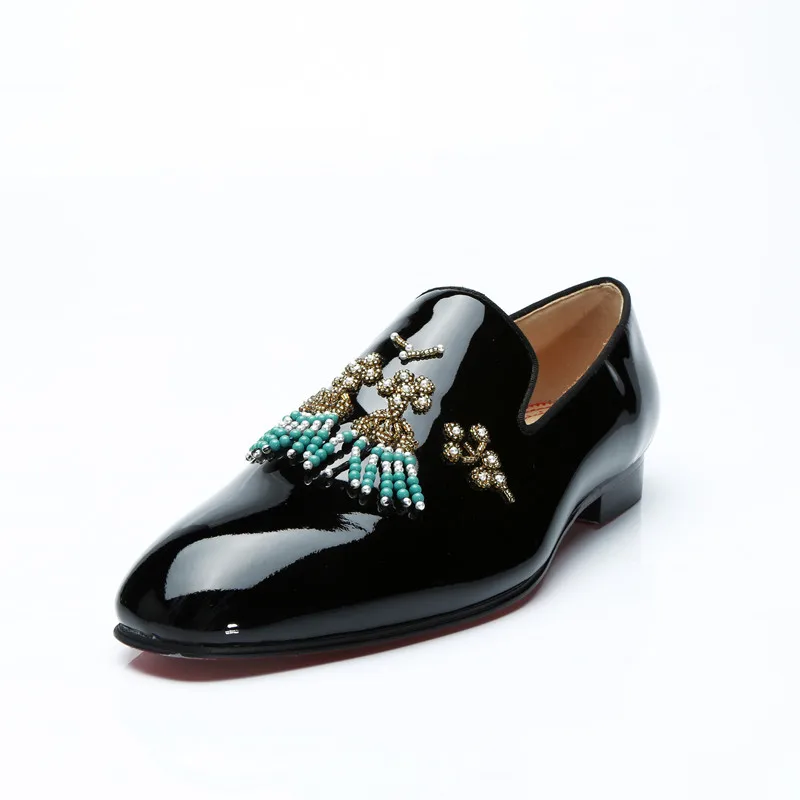 eu46 Diamantes Mocasines Charol De Imitación Qianruiti Cadena Eu39 multiple Casuales Zapatos Color Personalizado on Slip Negro Los Hombres Cordón w7qCfR