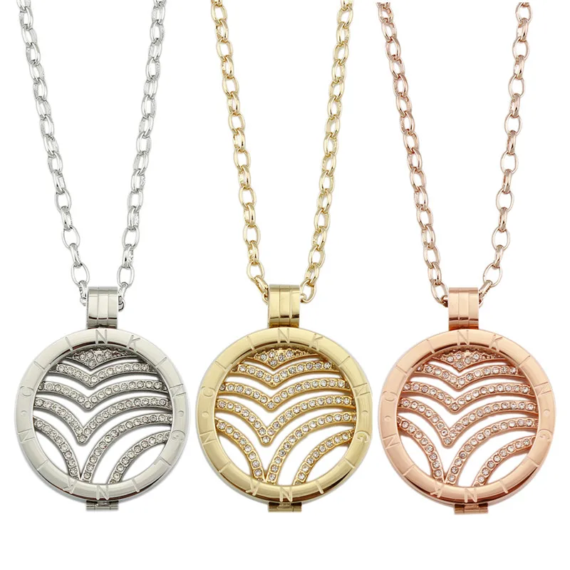 Buy 33MM Mi Coins Frame Holder Necklace Stainless Steel Wave My Coin 80CM Chain