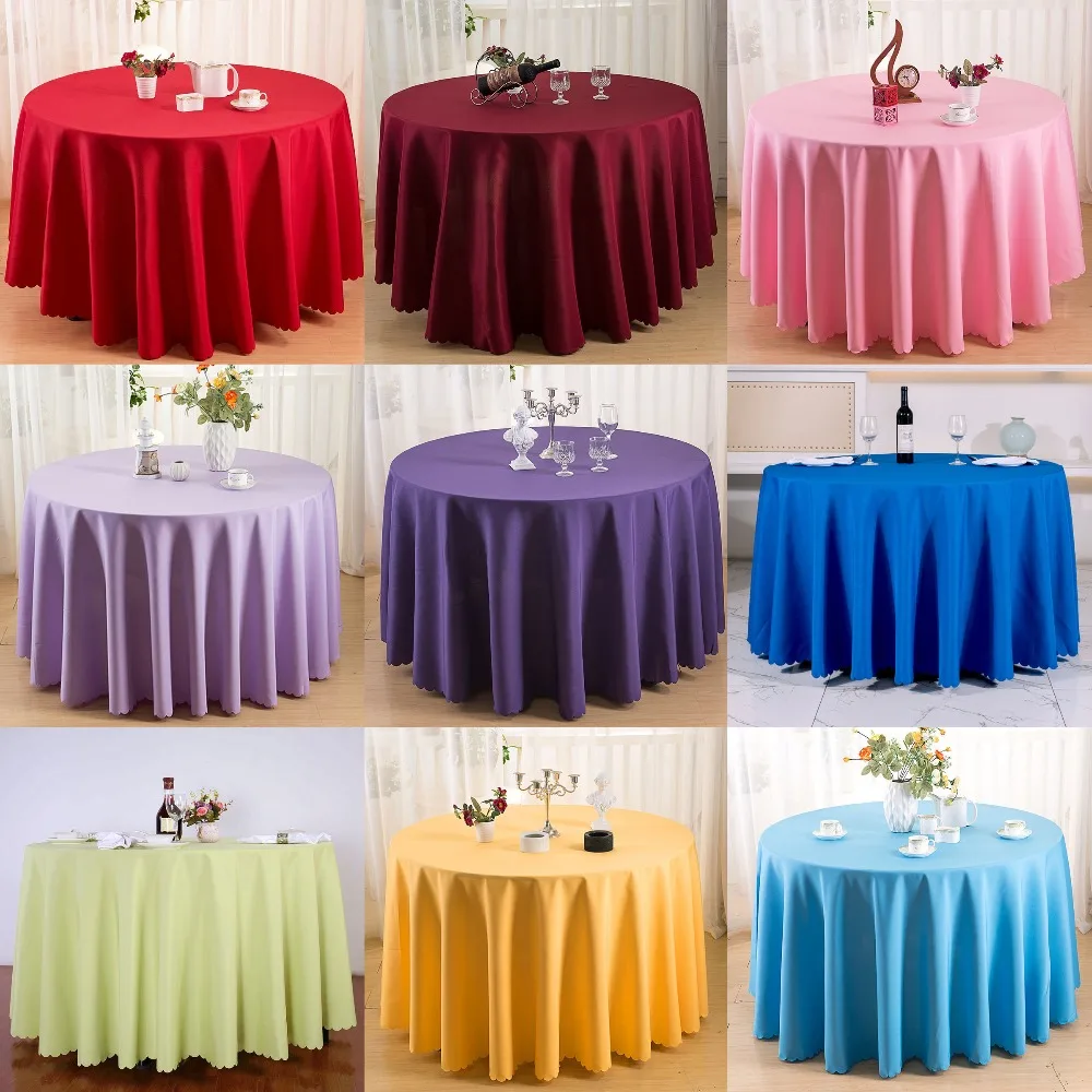 Polyester Rectangle Solid Color Tablecloths Wedding Party Banquet Events Decor