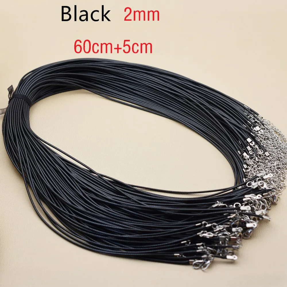 10pieces Waxed Cotton 2mm 1.5mm Wax Cord Thread Black Necklace Cords