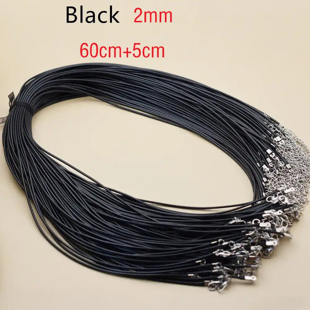 YUE QIN 100 Piezas Cuerda Collar Negro Waxed Cuerda de Collar 1.5 mm de Cord/ón de Cuero Trenzado Negro para Pulsera de Bricolaje Collar Fabricaci/ón de Joyas