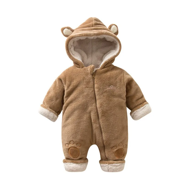 CROAL Chery Kawaii/Одежда для новорожденных мальчиков с медвежьими ушками; бархатный детский зимний флисовый комбинезон; теплый Детский комбинезон для девочек; верхняя одежда