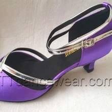 Новые женские Фиолетовый Атлас Костюмы для бальных танцев Костюмы для латиноамериканских танцев Samba Сальса Ceroc Танго Обувь для танцев Размеры 34,35, 36,37, 38,39, 40,41