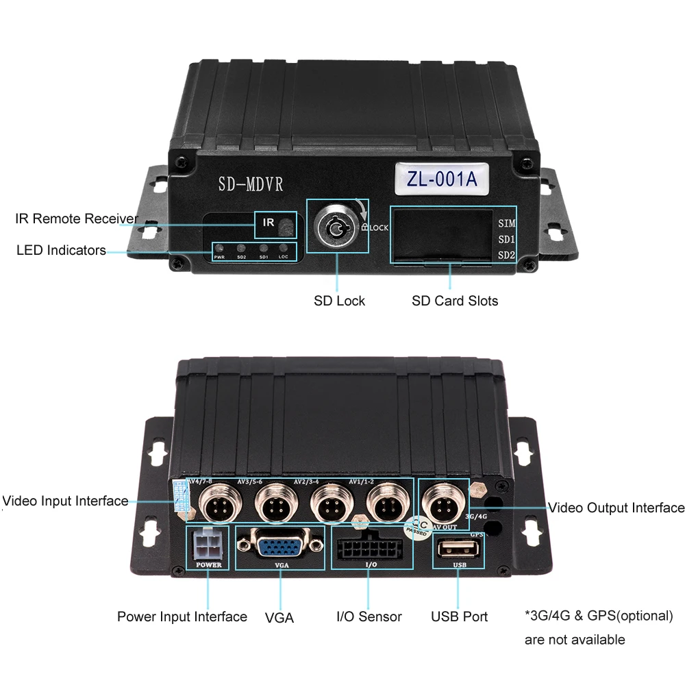 AMPrime 4 CH 1080P Full HD Автомобильная камера DVR 360 объемный вид с птичьим видом панорама