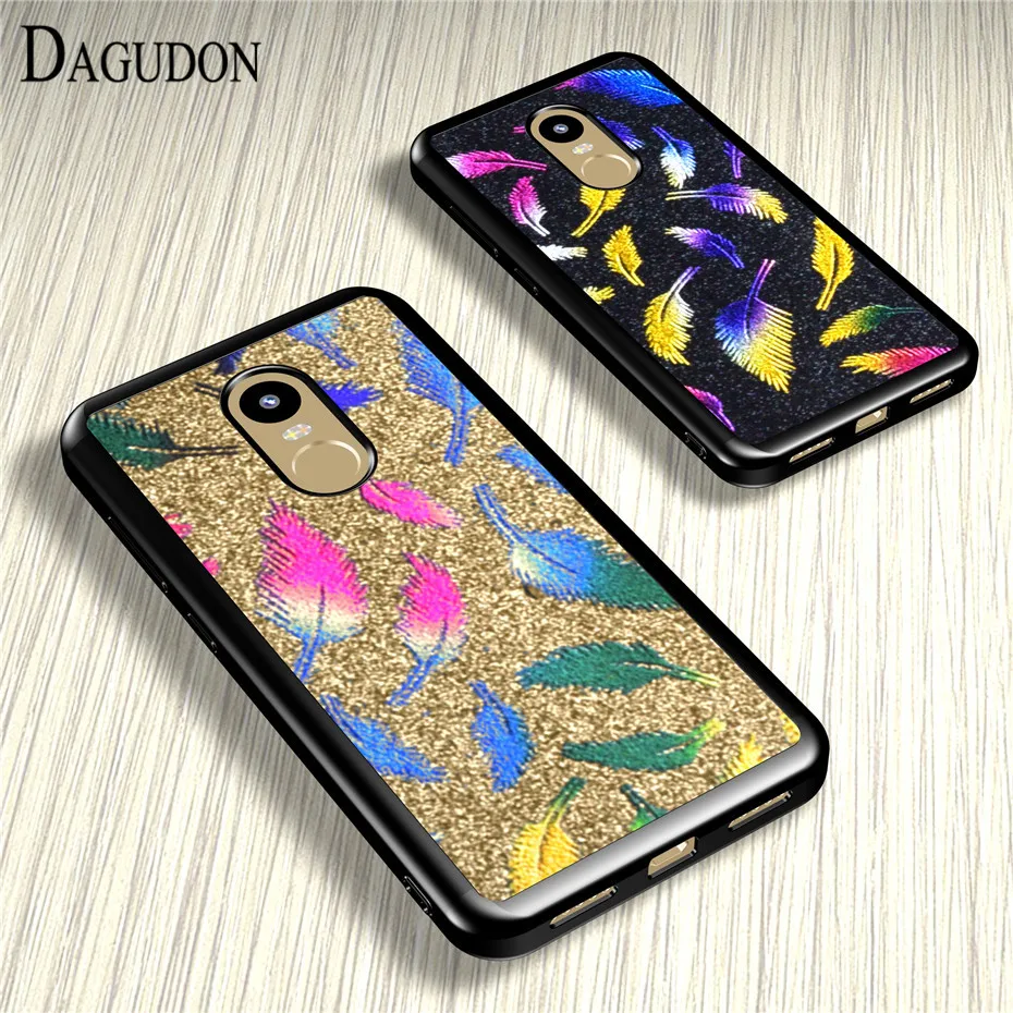 DAGUDON Glitter Cover Case For Xiaomi Redmi Note 4 4X Soft TPU Feather