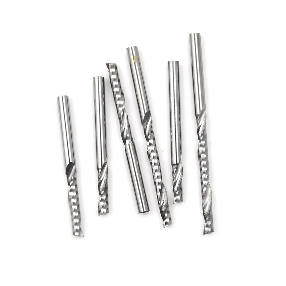 1PC One Flute Spiral Cutter Router Bit CNC End Mill For MDF Carbide Milling Cutter Tungsten Steel Router Bits For Wood 3.175mm