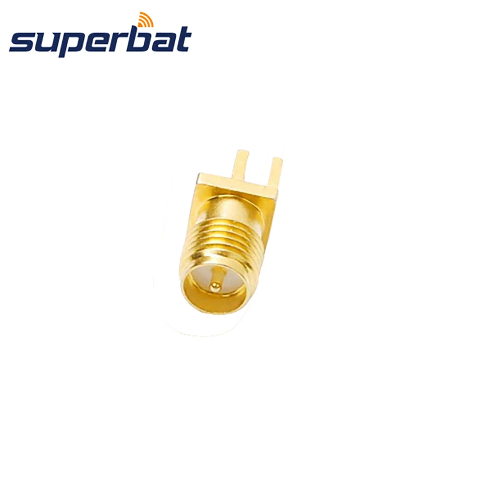 

Superbat RP-SMA Female Jack(male pin) End Launch PCB Mount Solder Post Terminal Straight RF Coaxial Connector Teflon Insulator