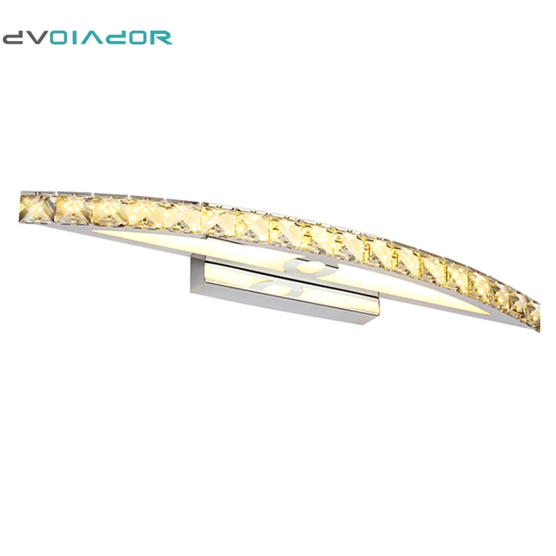 DVOLADOR الفاخرة كريستال LED مرآة الجبهة ضوء 10 W 15 W 110/220 V الحمام مكافحة الضباب الغرور إضاءة أرضية من الاستانليس ستيل مجلس الوزراء الجدار مصباح