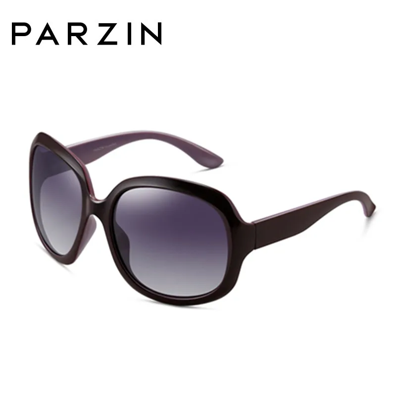 PARZIN солнцезащитные очки Для женщин Брендовая Дизайнерская обувь элегантный стерлингового серебра Большой Рамка поляризованные солнцезащитные очки женские солнцезащитные очки УФ 400 женские очки с Чехол - Цвет линз: Purple