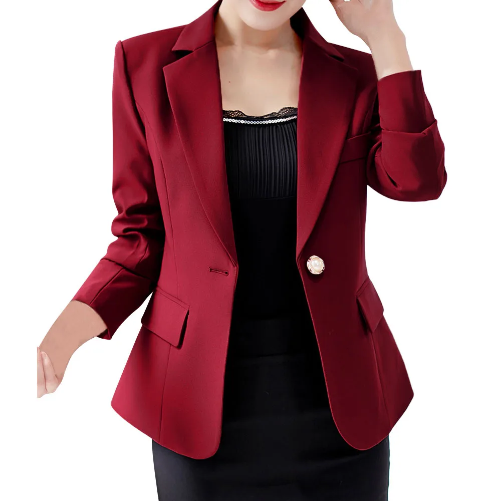 JAYCOSIN женский элегантный женский Блейзер, костюм с длинным рукавом, на пуговицах, офисный однотонный Блейзер, тонкая куртка, пальто, рабочая Женская куртка