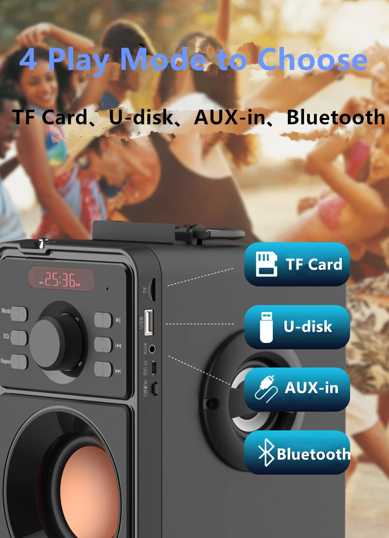 Abuzhen портативный Bluetooth динамик беспроводной Саундбар Поддержка USB AUX линия в TF карта FM радио Будильник Светодиодный дисплей времени