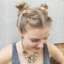 2 комплекта/пара) 4 цвета уникальный шик короткий стиль полированный сплав Круг манжеты булочка клетка винтажная Золотая палочка для волос булочка держатель bijoux