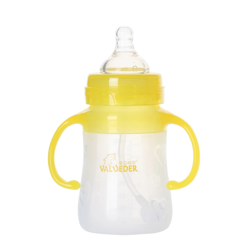 VALUEDER детские бутылочки 180 мл с широким вырезом BPA Free Soft силиконовая насадка на бутылочку для кормления с кормушкой и ручкой для детей младенческой