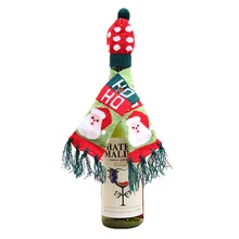 Винтажный Декоративный Рождественский шарф, шапка, Набор рождественских винных бутылок, красный Санта-Клаус