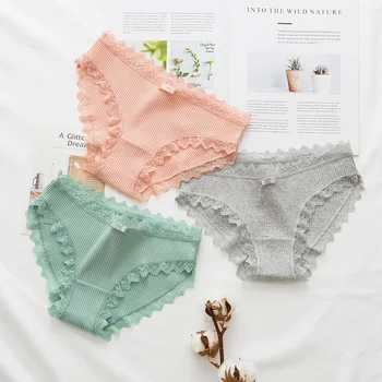 

New Arrival 2018 High Quality Panties Cotton Lace Briefs Women Underwear for Girls Ladies Low-Rise Sexy Lingerie Brand Pants