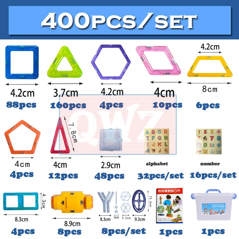 Beste QWZ 400pcs Mini Magnetische Blokken Brinquedos Modellen Building Magnetische Designer Bricks Magnetische Speelgoed Educatief Kinderen Geschenken