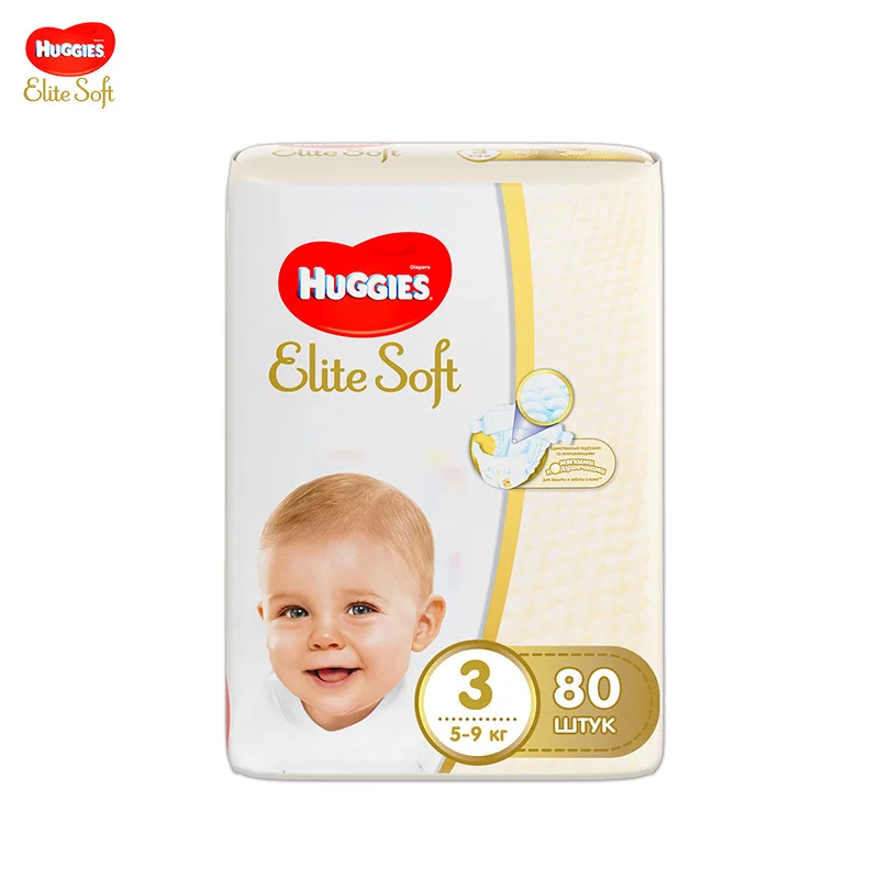 

Huggies подгузники Elite Soft 3 (5-9 кг) 80 шт.