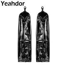 Вечеринка Для женщин женские эластичные с открытыми пальцами с мокрым эффектом Лакированная кожа длинные перчатки для выступлений на сцене Перчатки Костюм Для Хэллоуина