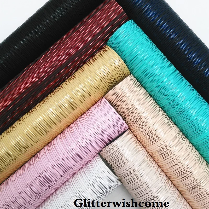 

Glitterwishcome 21X29CM A4 Size Vinyl For Bows Embossed Stripes Leather Fabirc Faux Leather Sheets for Bows, GM153A