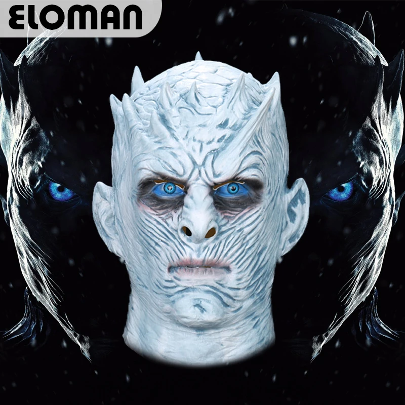 ELOMAN Night king mask cosplay Game of Thrones Latex Halloween Party Full Face horror Masks For