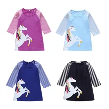 Хлопковое платье принцессы с длинными рукавами для девочек детские осенние платья в полоску с рисунком Весенняя повседневная одежда для малышей 2 6 8 BW059