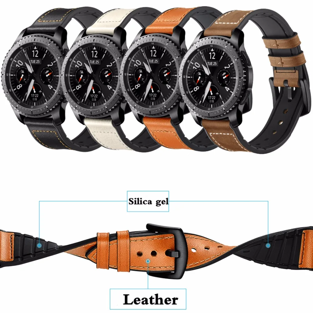 Leathe+ Силиконовый ремешок для samsung Galaxy watch 46 мм 42 мм active gear S3 huawei watch gt браслет amazfit grt 47 мм ремешок для часов