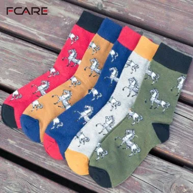 Fcare 10 шт. = 5 пар 39-43 мужские хлопковые носки мужские белые мужские Носки с рисунком лошади осень-зима