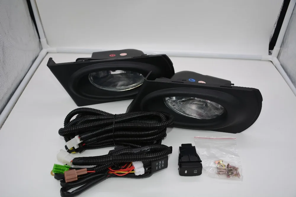 

eOsuns halogen fog lamp with wires harness relay, switch, fog lamp house and frame cover complete kit for honda jazz fit RS 2011