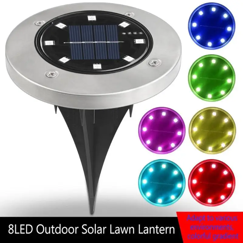 8LED Solar Underground Light Waterproof Color Changing Garden Buried Lamp