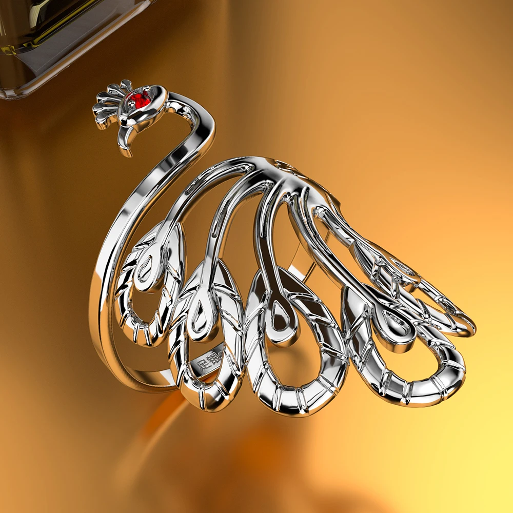 Кольца «Павлин» античные 925 пробы серебряные ювелирные изделия, кольца индийского стиля в 3D для женщин, обручальные кольца регулируемые