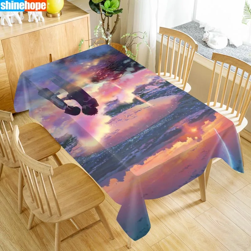 New Arrival Custom Kimi No Na Table Cloth Waterproof Oxford Fabric Rectangular Tablecloth Home Party Tablecloth