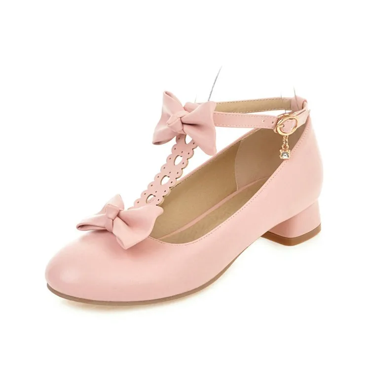 -6 Pink PXELENA/милые белые свадебные туфли на низком каблуке, розовые туфли в стиле Лолиты, женские туфли мэри джейн г. женские модельные туфли-лодочки с жемчугом и бантом, 34-45 - Цвет: -6 Pink